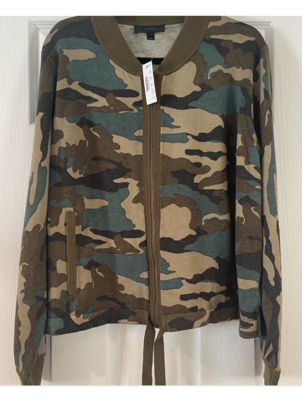 J.Crew Camouflage Zip Up Sweater New XL